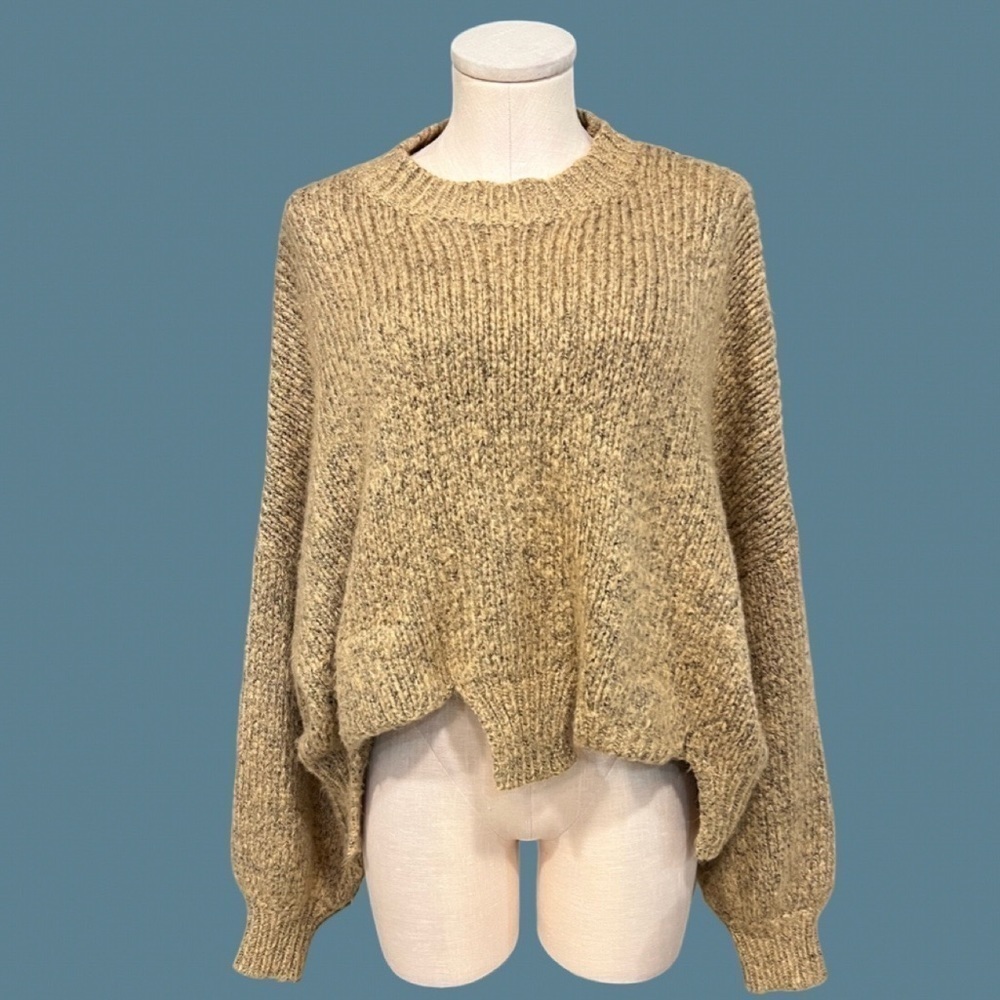 FSL APPAREL honey melange over sized sweater with uneven hem